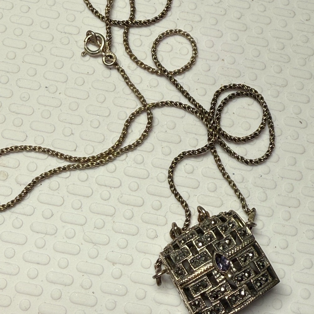 1.) 925 marcasite purse necklace